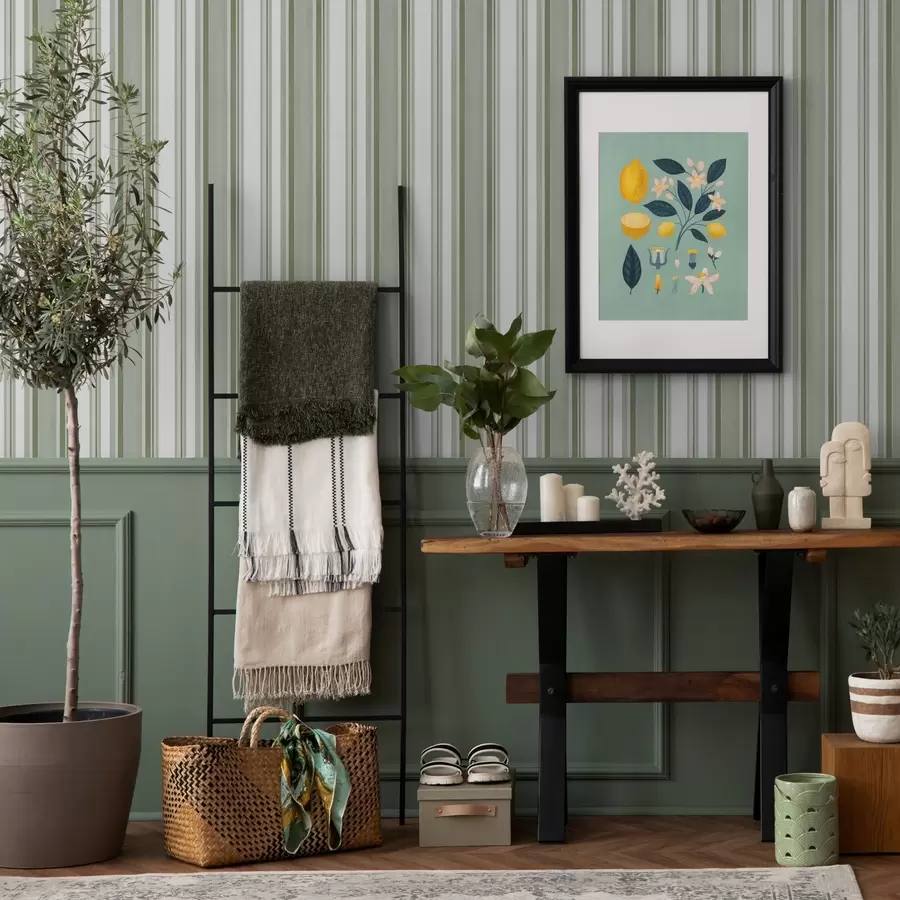 fototapet Dungi verzi cu intervale albe și linii subțiri a00526