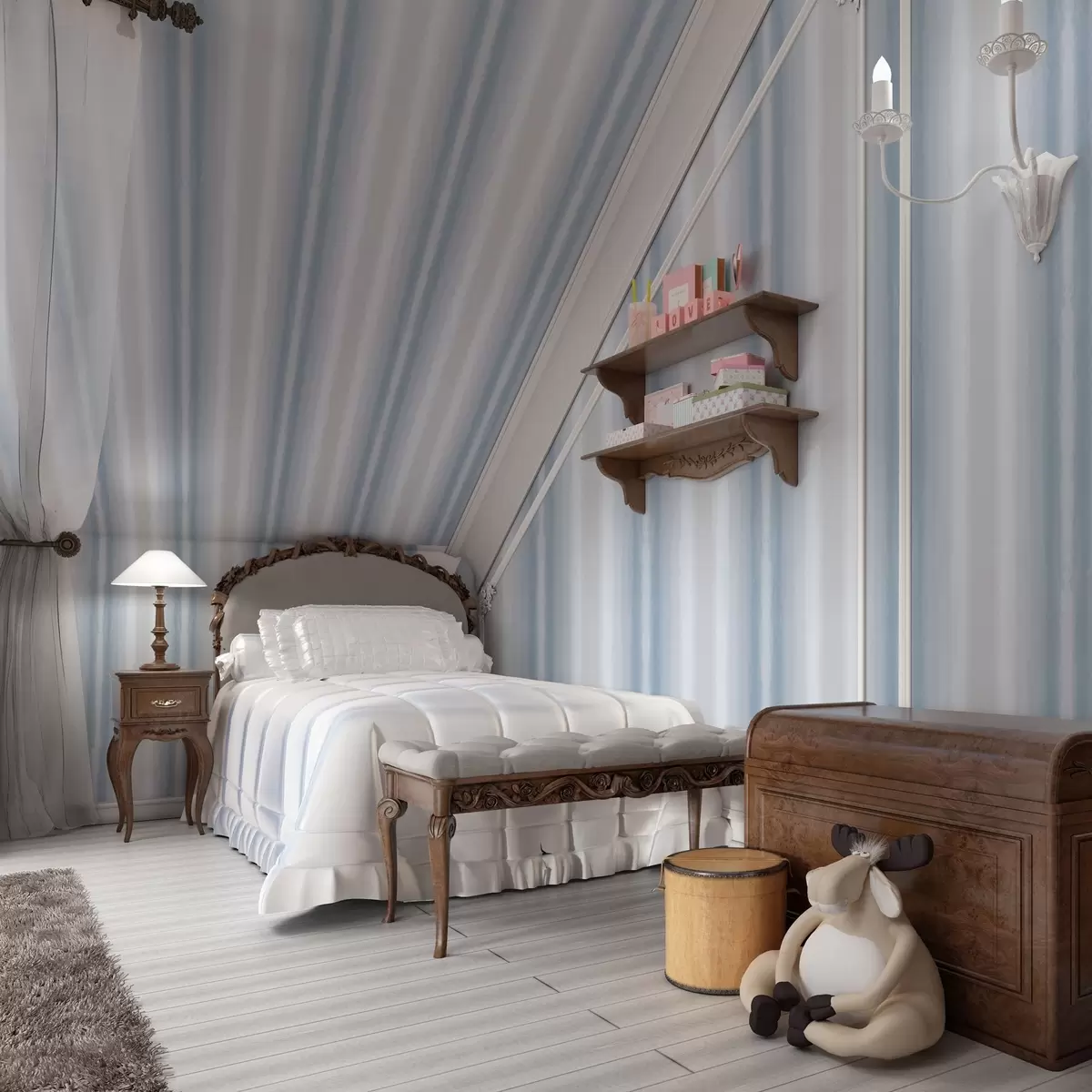 Wallpaper Dungi largi în tonuri reci de albastru-gri a00551