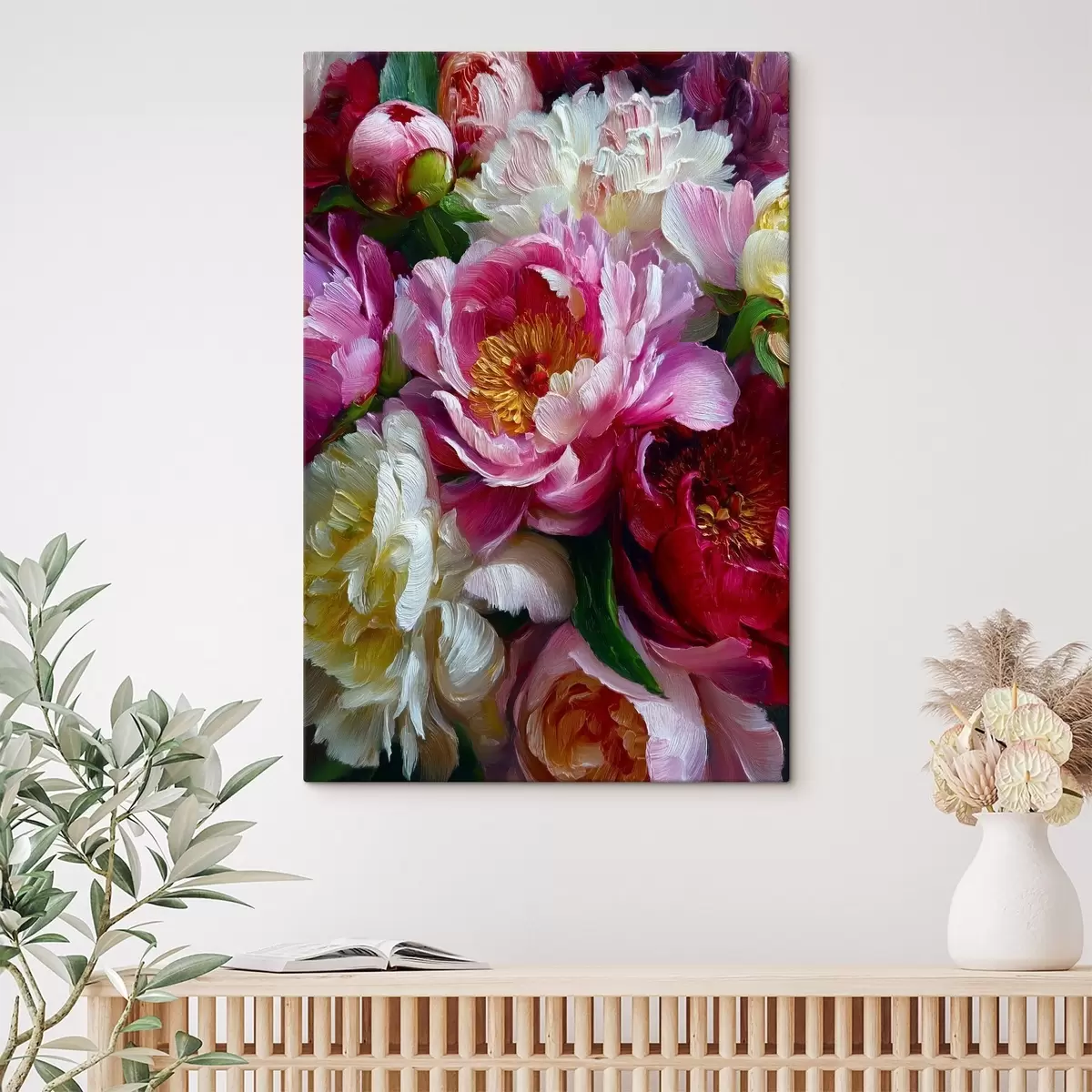 Tablouri Peonii luxuriante în tehnica impasto s45595