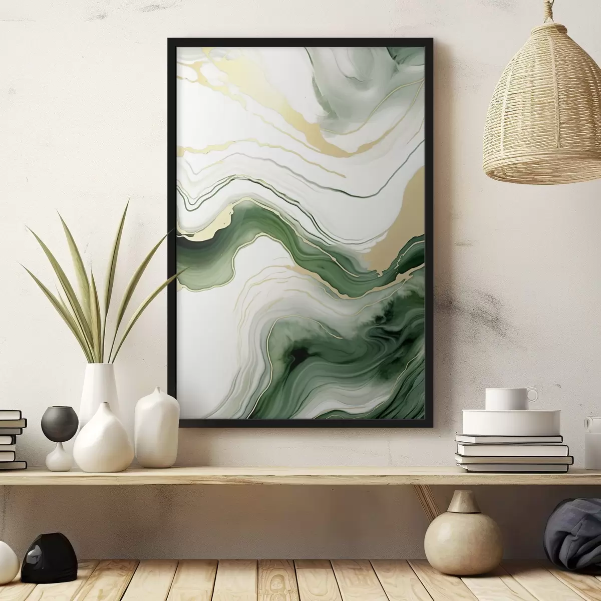 Poster Modele de marmură verde deschis și portocaliu f45696