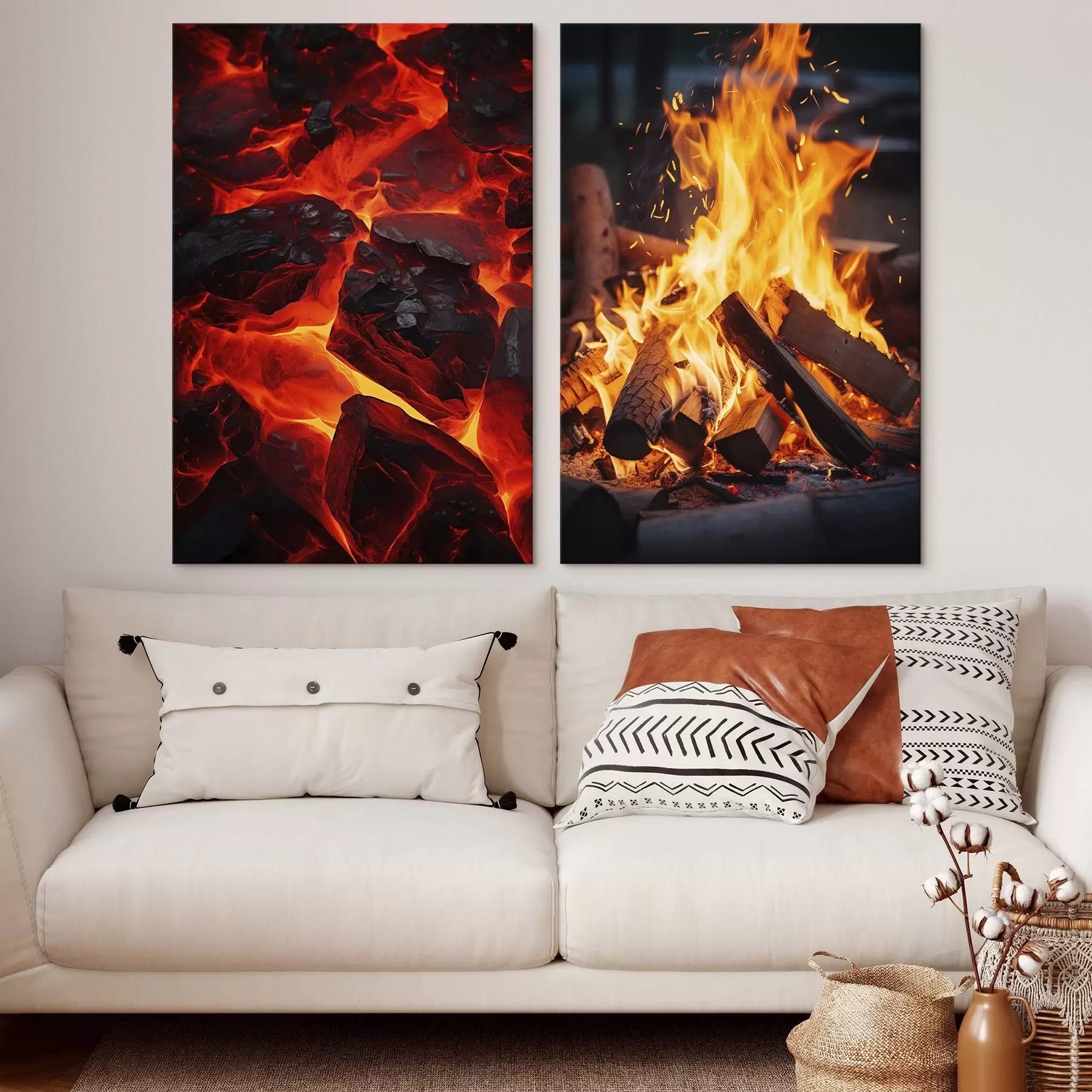 Tablouri Cărbuni aprinși și foc aprins în întuneric m00696