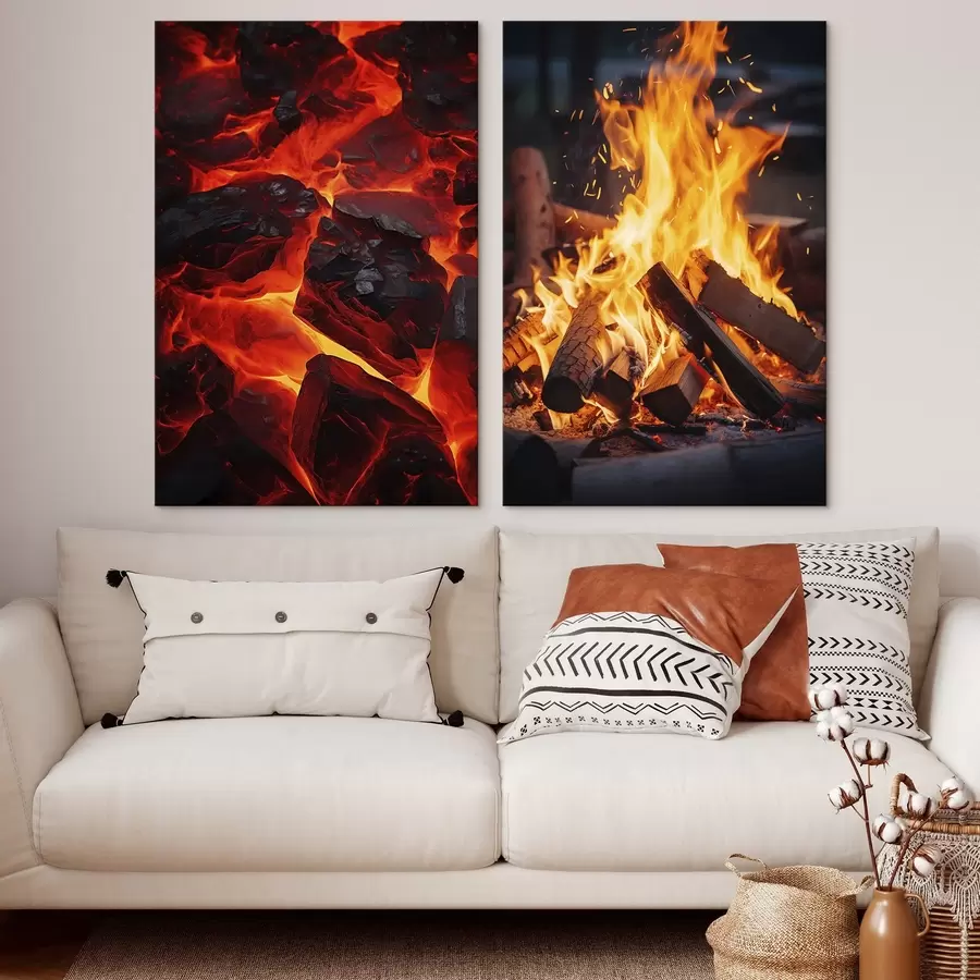 Tablouri Cărbuni aprinși și foc aprins în întuneric m00696