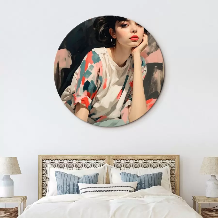 Tablouri Portret de fată pe un fundal cu ochi și lovituri abstracte r45623