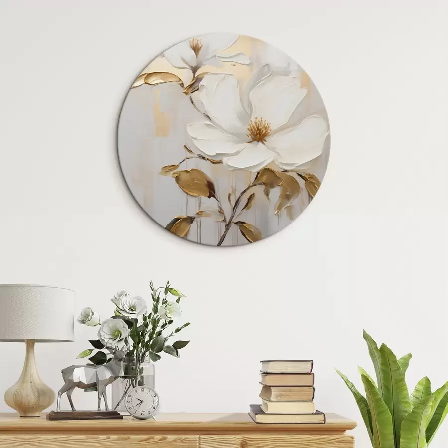 Tablouri Două flori albe cu frunze galben-portocalii pe un fundal deschis r45691