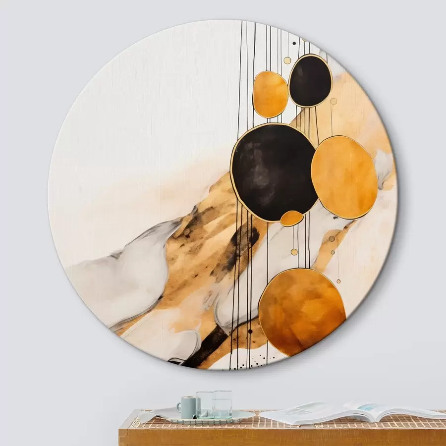 Tablouri Cercuri abstracte portocalii și negre pe un fundal deschis r45693