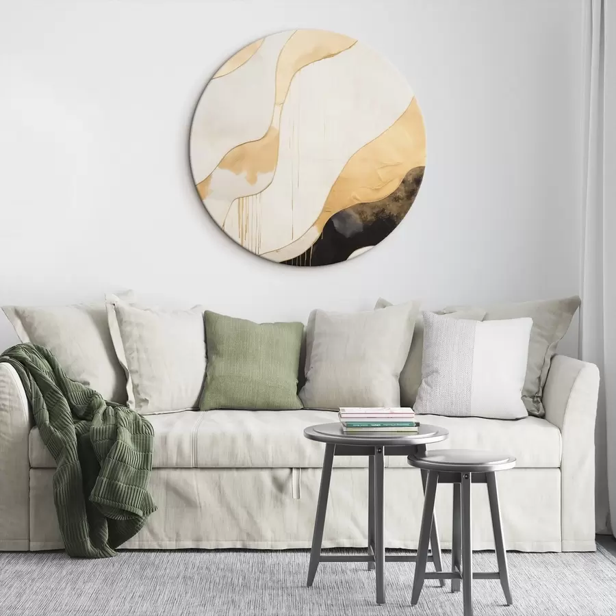 Tablouri Abstract portocaliu și negru linii ondulate r45694