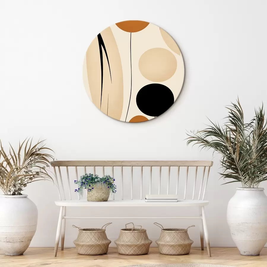 Tablouri Compoziție abstractă cu cercuri negre și portocalii r45700