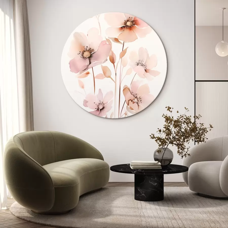 Tablouri Flori roz acuarelă pe tulpini subțiri r45701