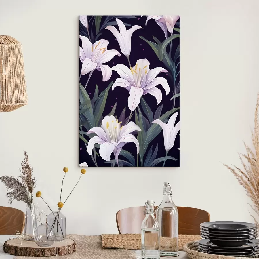 Tablouri Crini delicați pe un fundal închis cu frunze verzi s45697