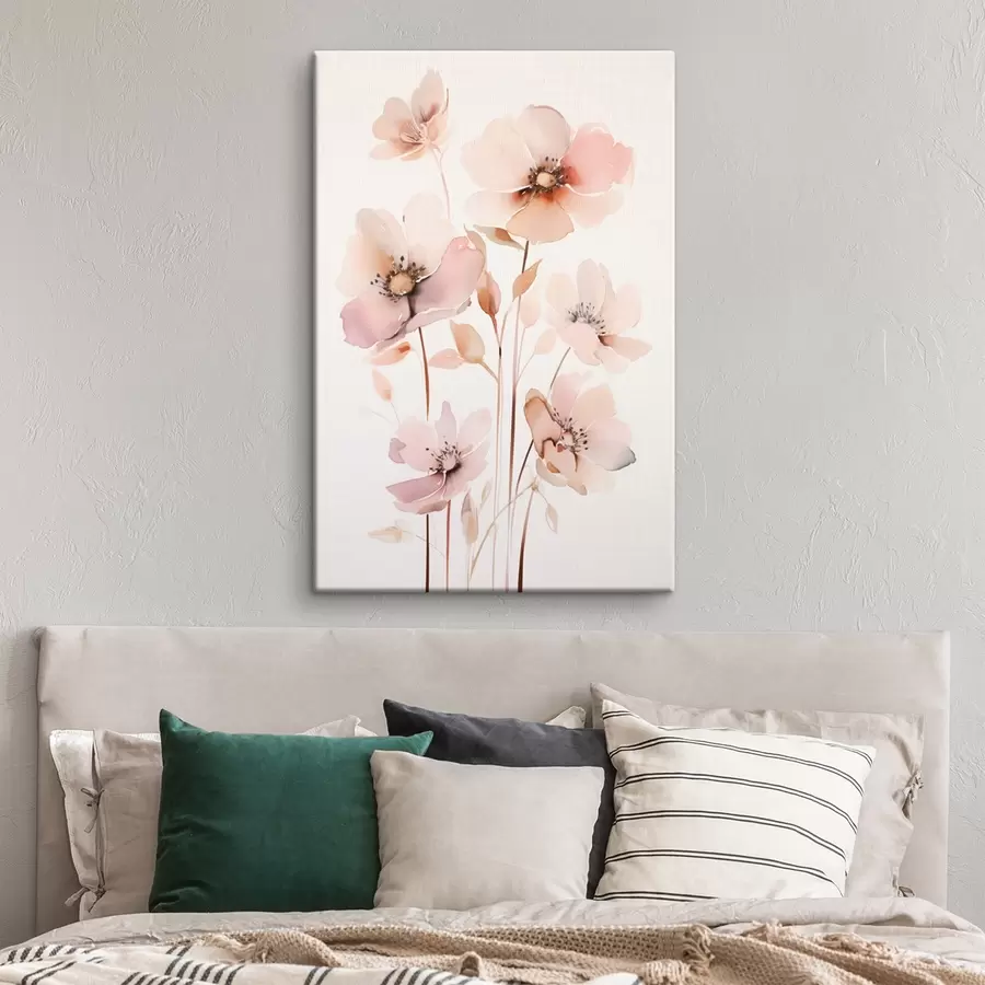 Tablouri Flori roz acuarelă pe tulpini subțiri s45701