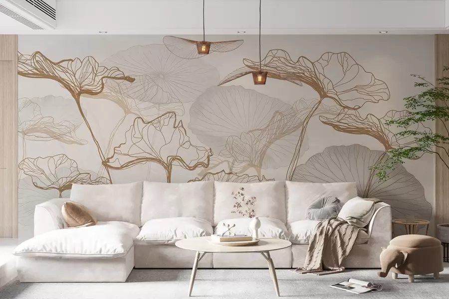 fototapet Diverse frunze de lotus w04471