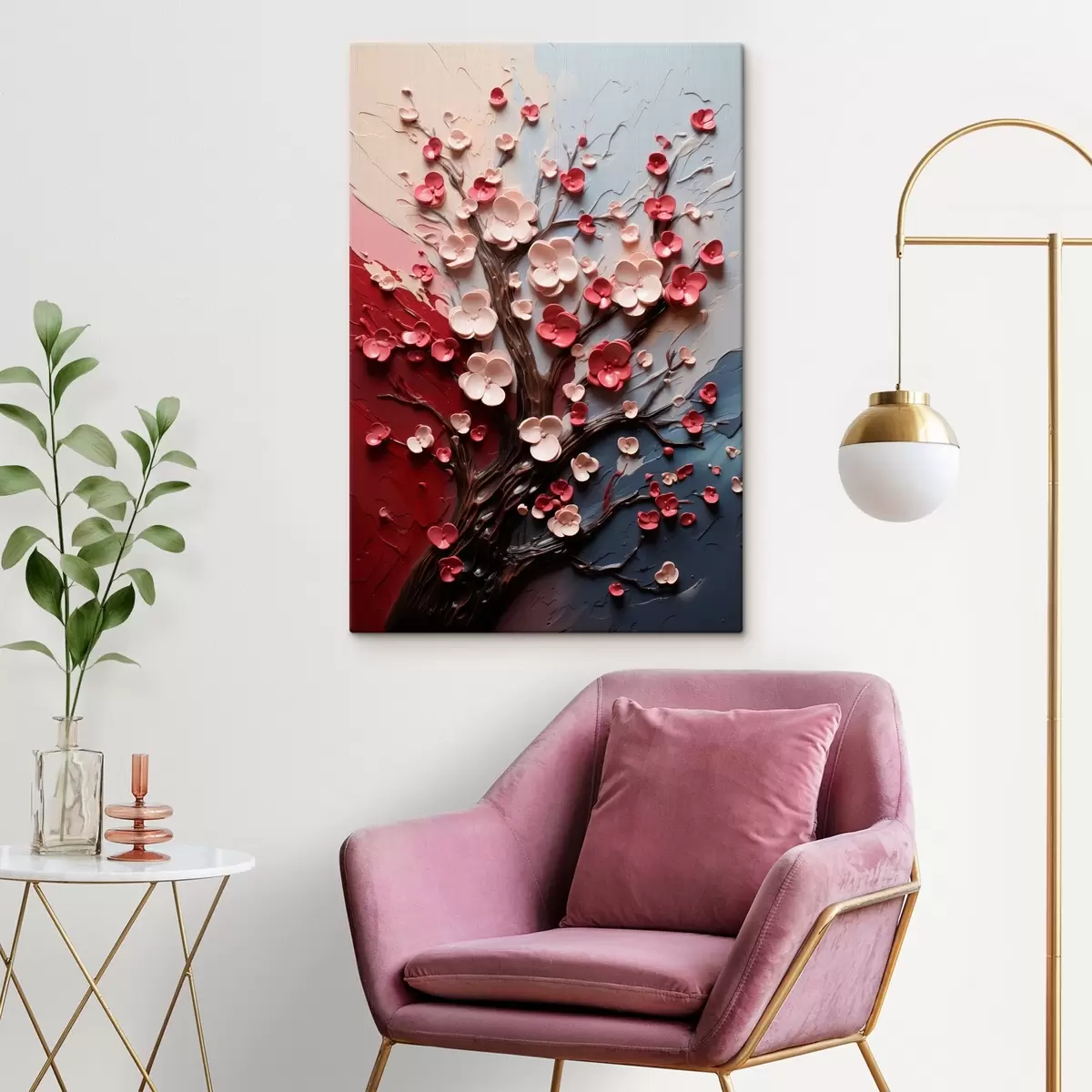 Tablouri Volumetric sakura în stil de pictură texturată s45650