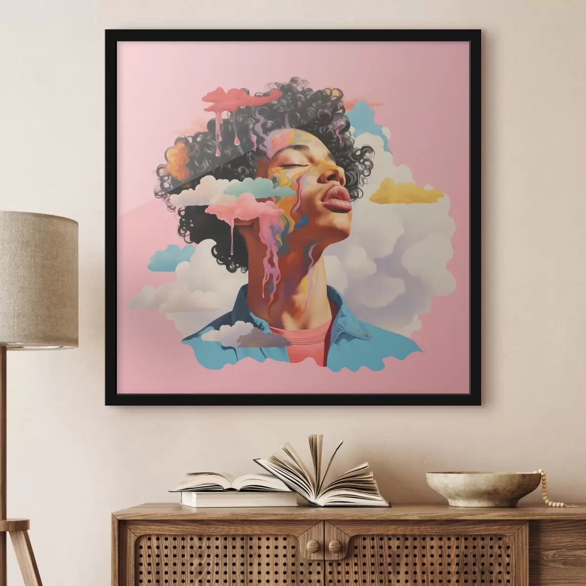 Poster Visător în nori în stil acuarelă f45636