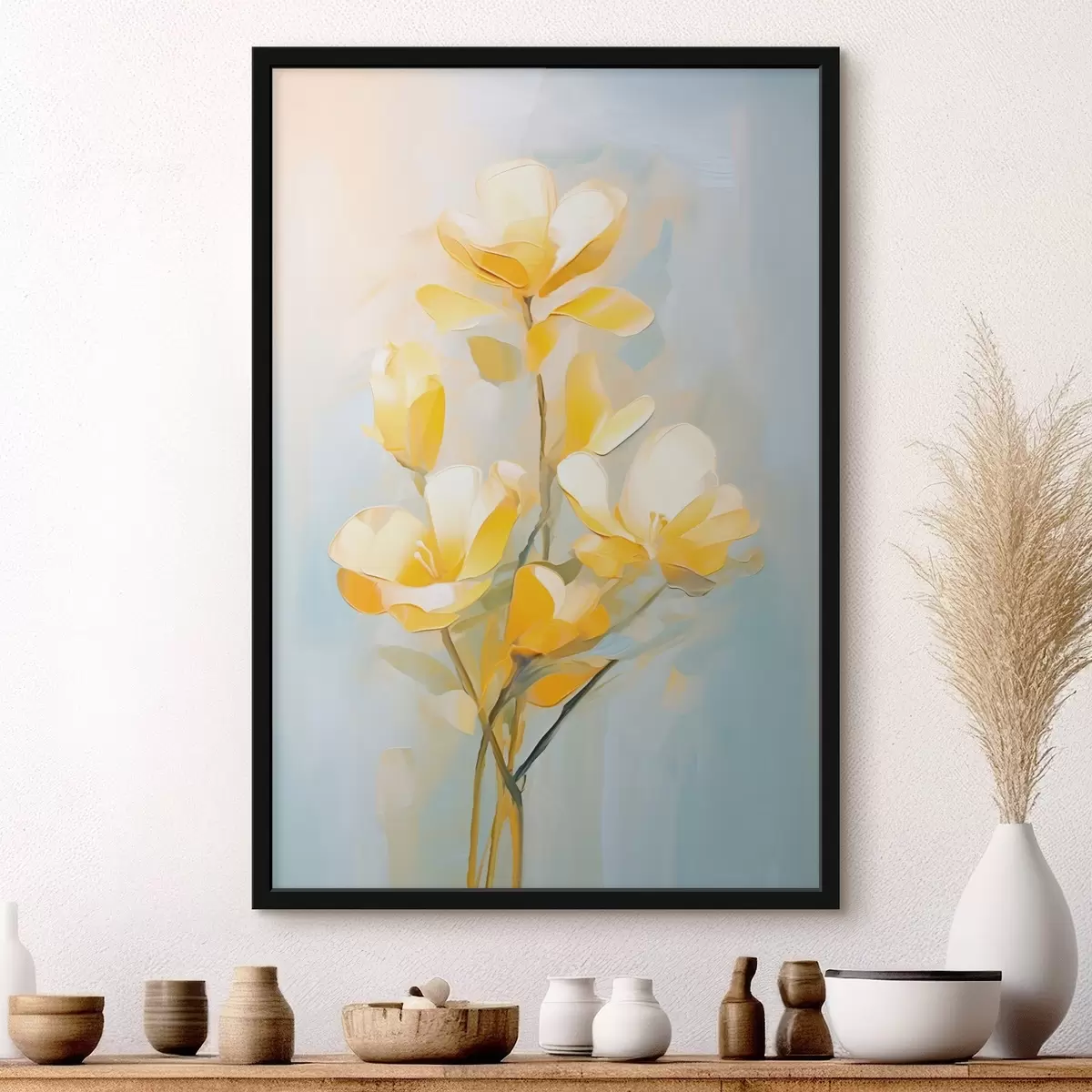 Poster Delicate flori galbene în stil pictură în ulei f45651