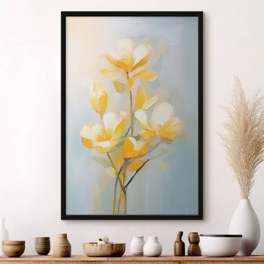 fototapet Delicate flori galbene în stil pictură în ulei f45651