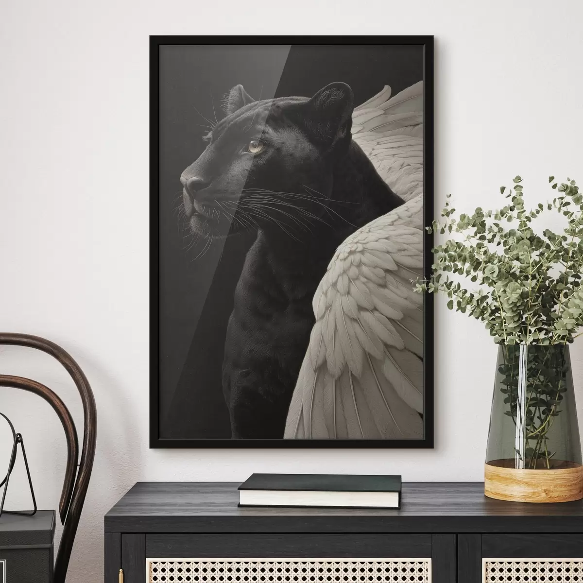 Poster Pantera neagră cu aripi în stil fantasy f45653