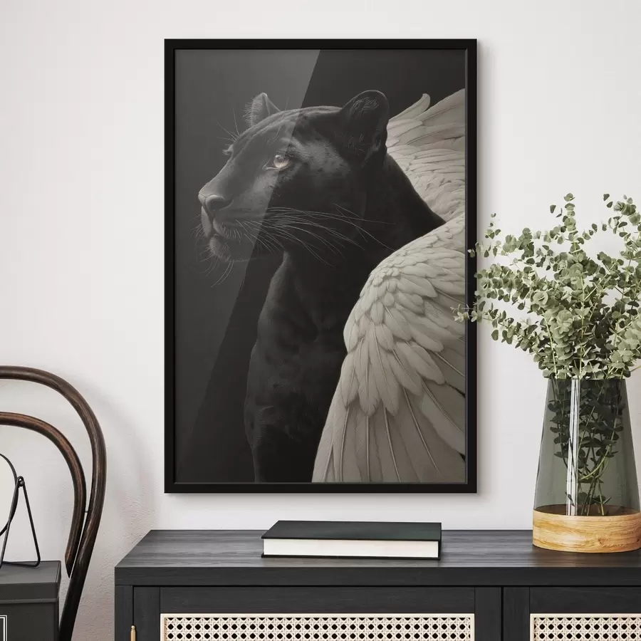 fototapet Pantera neagră cu aripi în stil fantasy f45653