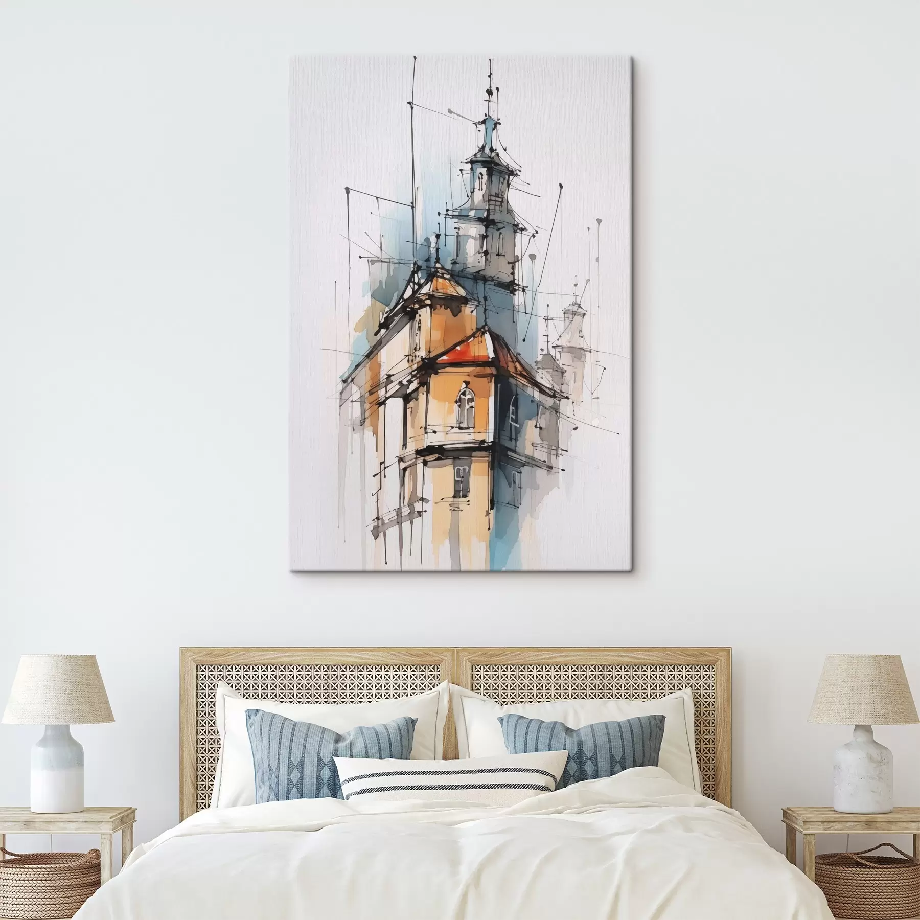 Tablouri Case schiță imitație și acuarelă s45765