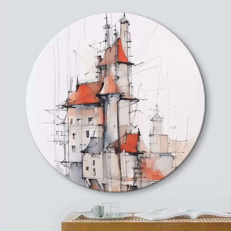 Tablouri Case schiță imitație și acuarelă r45764