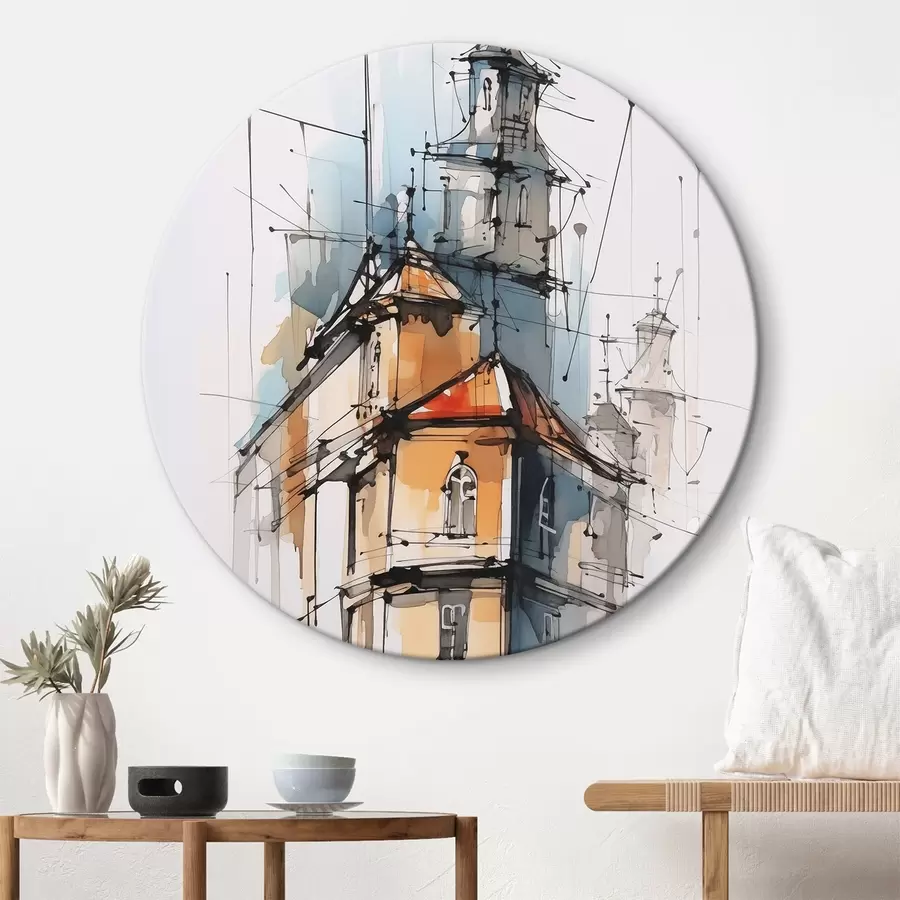 Tablouri Case schiță imitație și acuarelă r45765