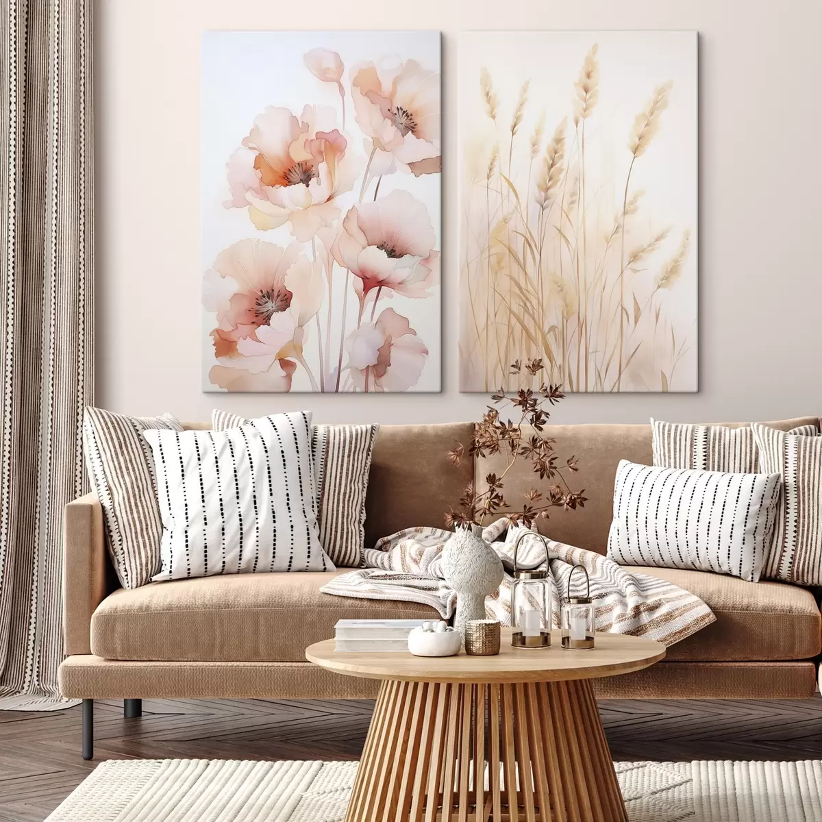 Tablouri Imitare de mac și spiculețe în acuarelă m00723