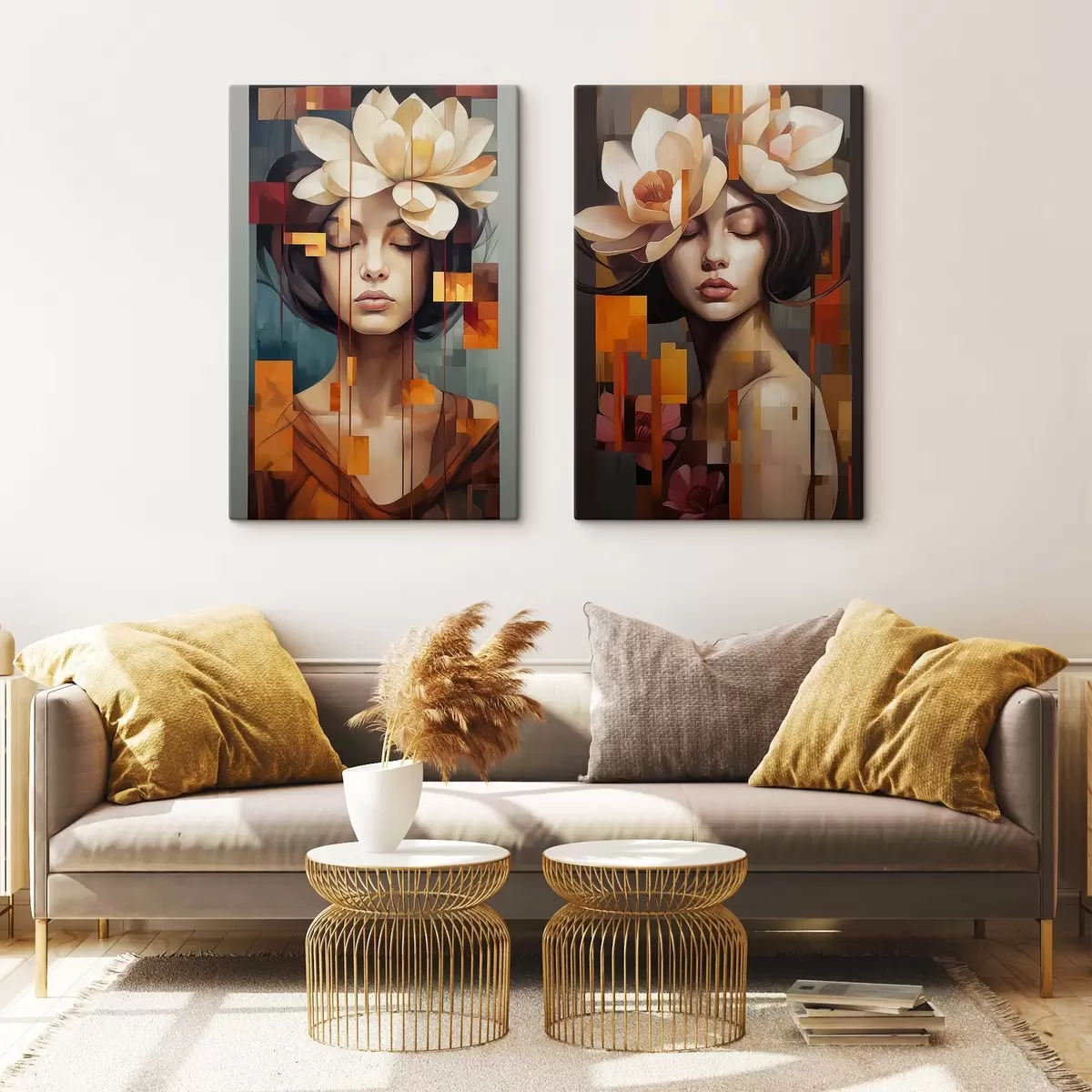 Tablouri Femeie cu flori m00734