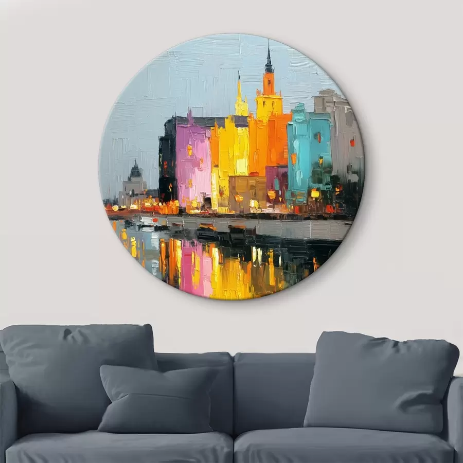 Tablouri Luminile orașului: peisaj vibrant în stil impasto r45242