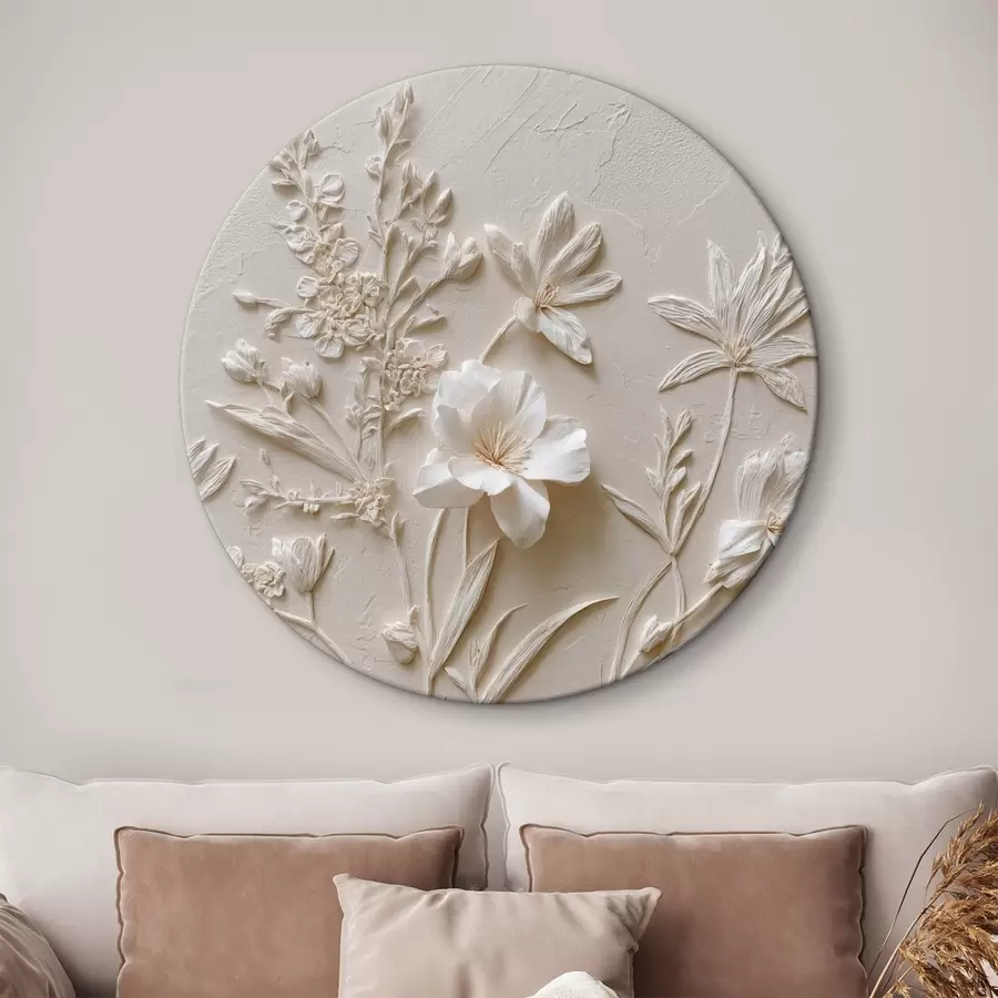 Tablouri Motiv floral: stil basorelief cu plante pe un fundal deschis r45536