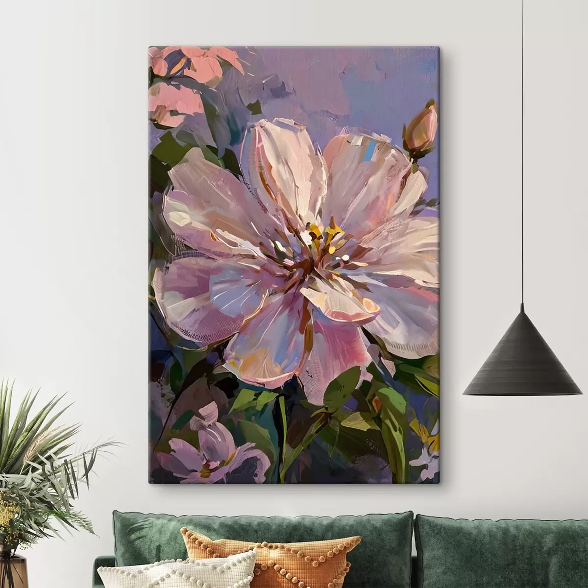 Tablouri flori roz în stilul picturii în ulei s45723