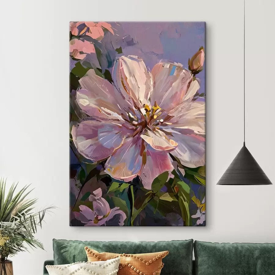 Tablouri flori roz în stilul picturii în ulei s45723