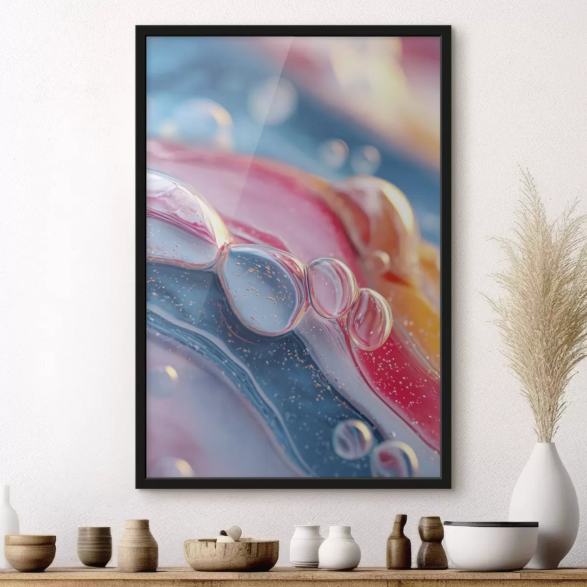 Poster valuri multicolore cu bule f45705