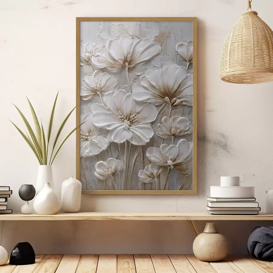 fototapet flori crem cu stil impasto imitație f45712