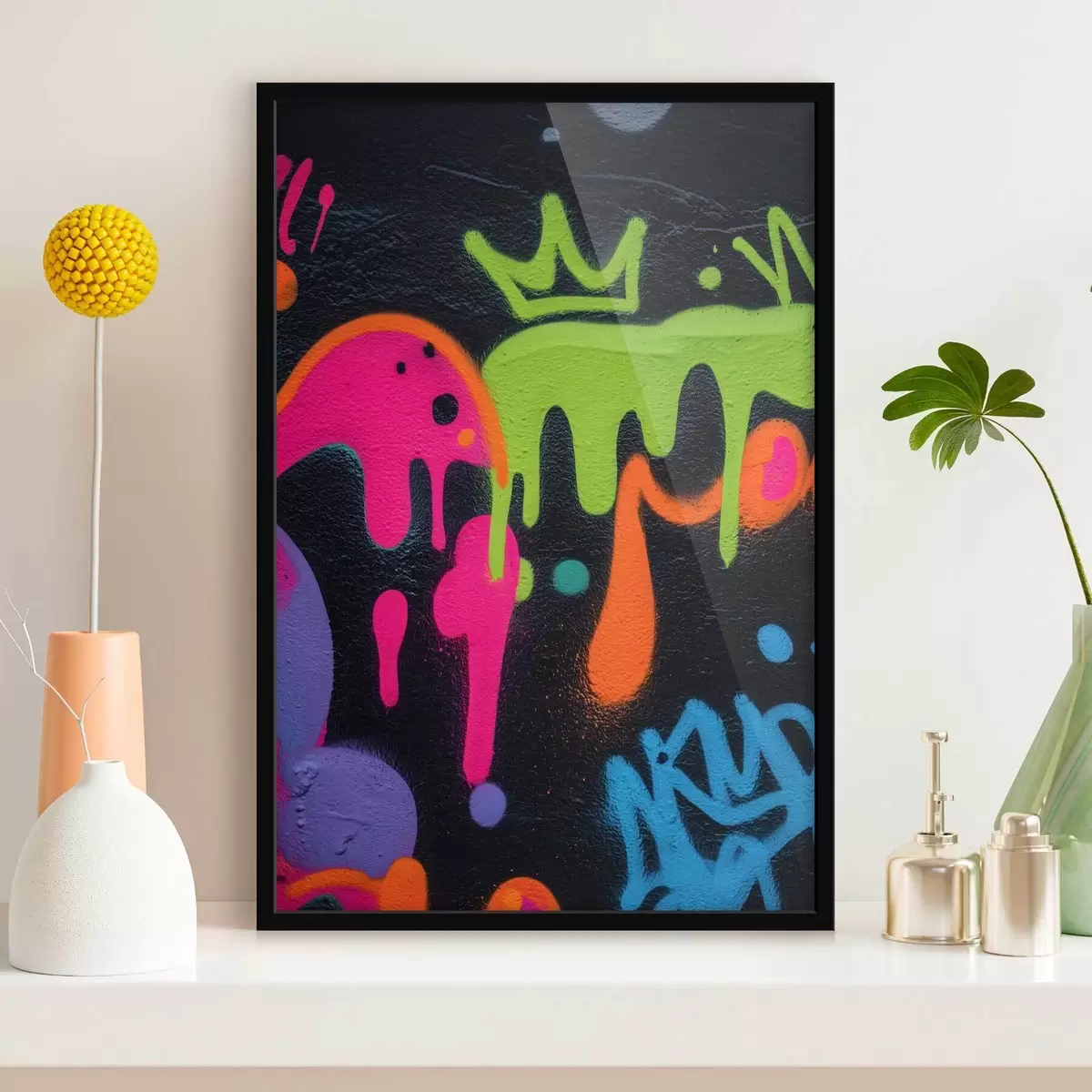 Poster graffiti strălucitor pe fundal întunecat f45716