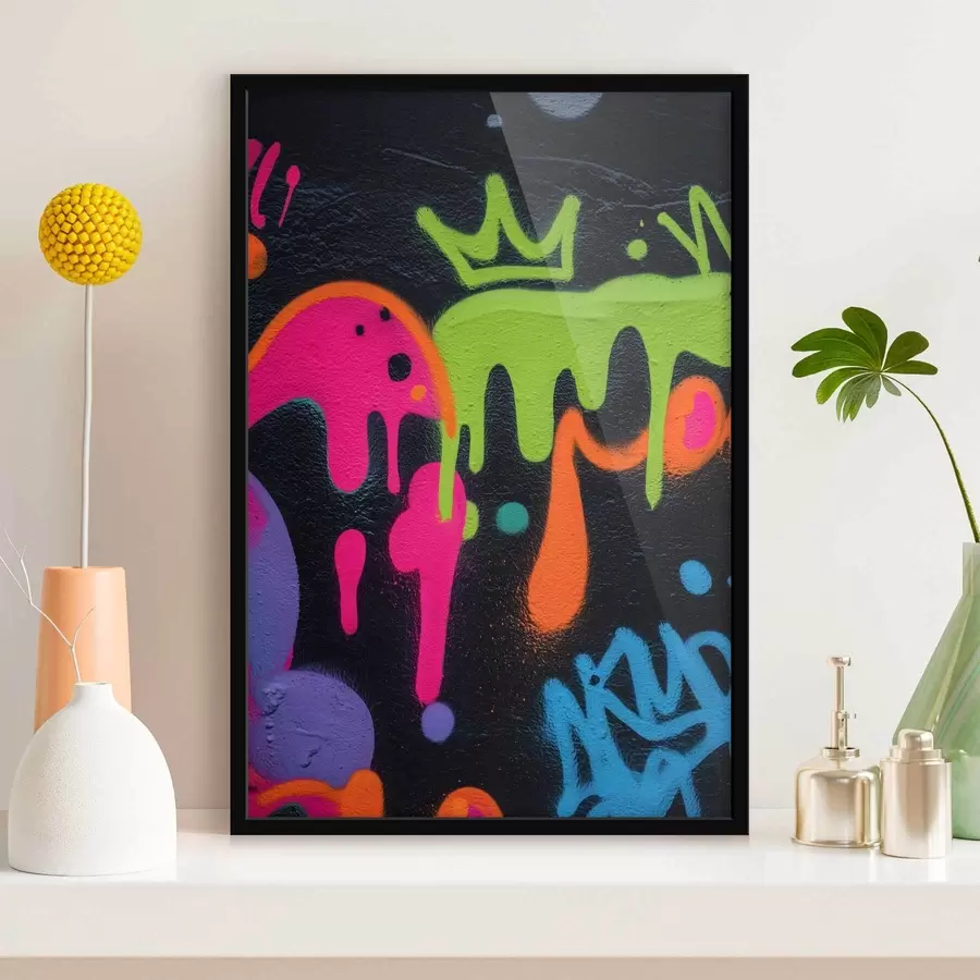 fototapet graffiti strălucitor pe fundal întunecat f45716