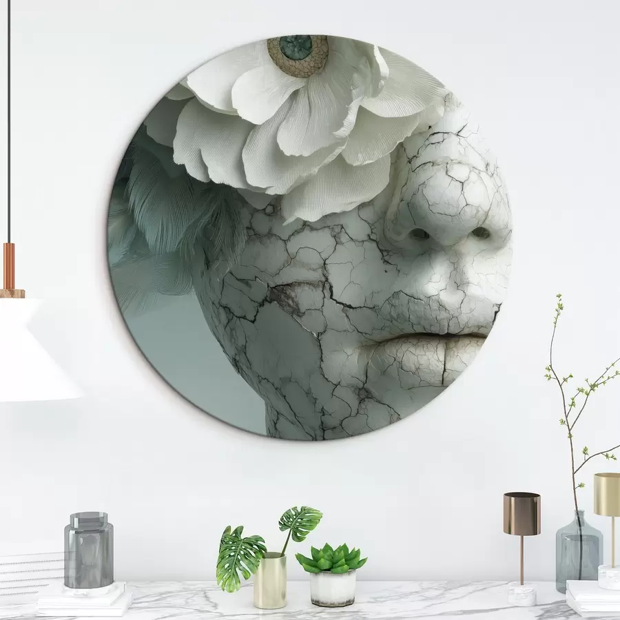 Tablouri fața de marmură a unei fete cu o floare r45709