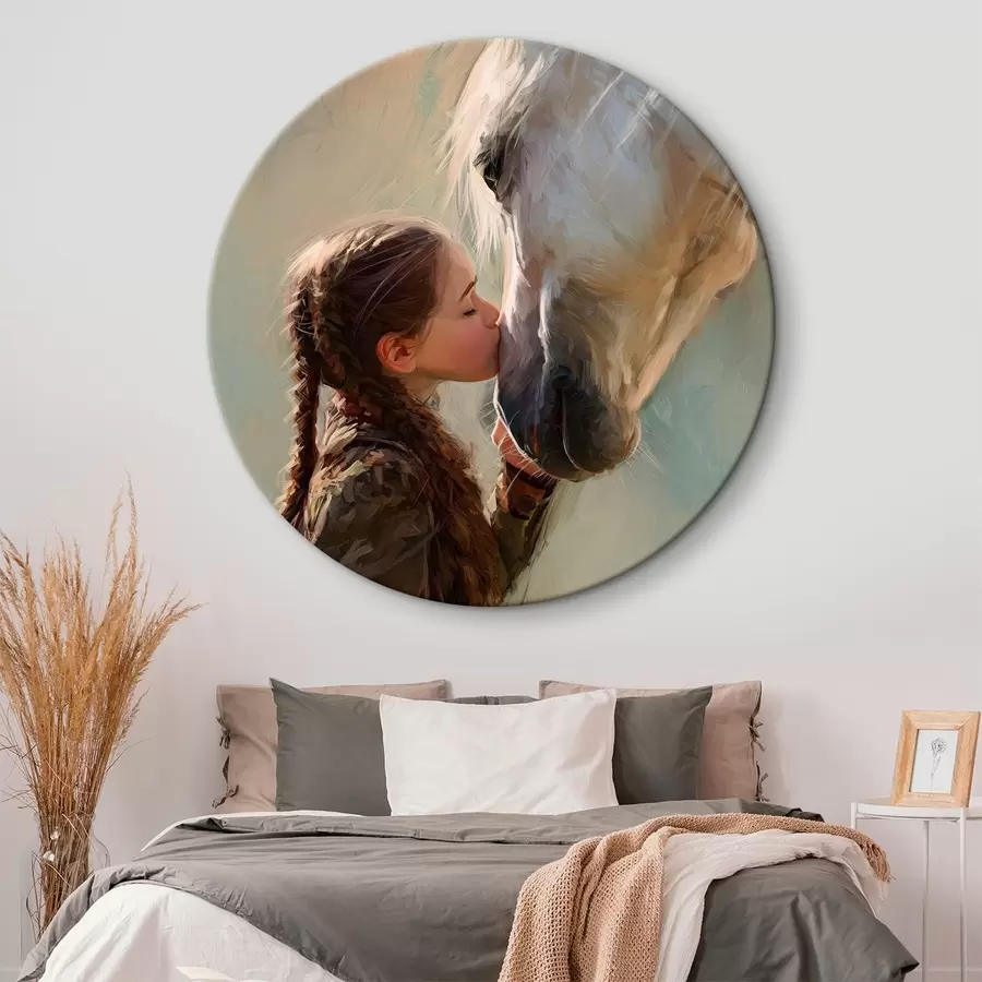 Tablouri fată sărutând un cal r45731