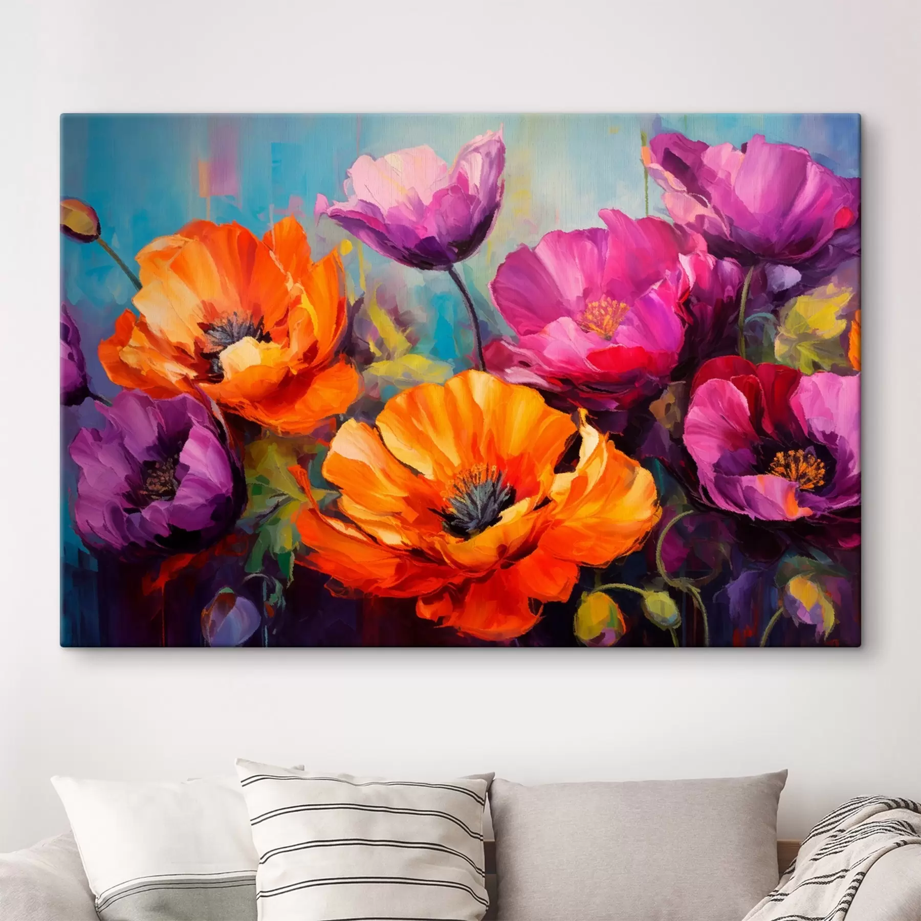 Tablouri Maci strălucitori în nuanțe de violet și portocaliu s45804