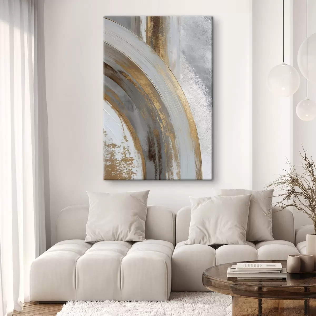 Tablouri Semicercuri abstracte gri și galbene s45809