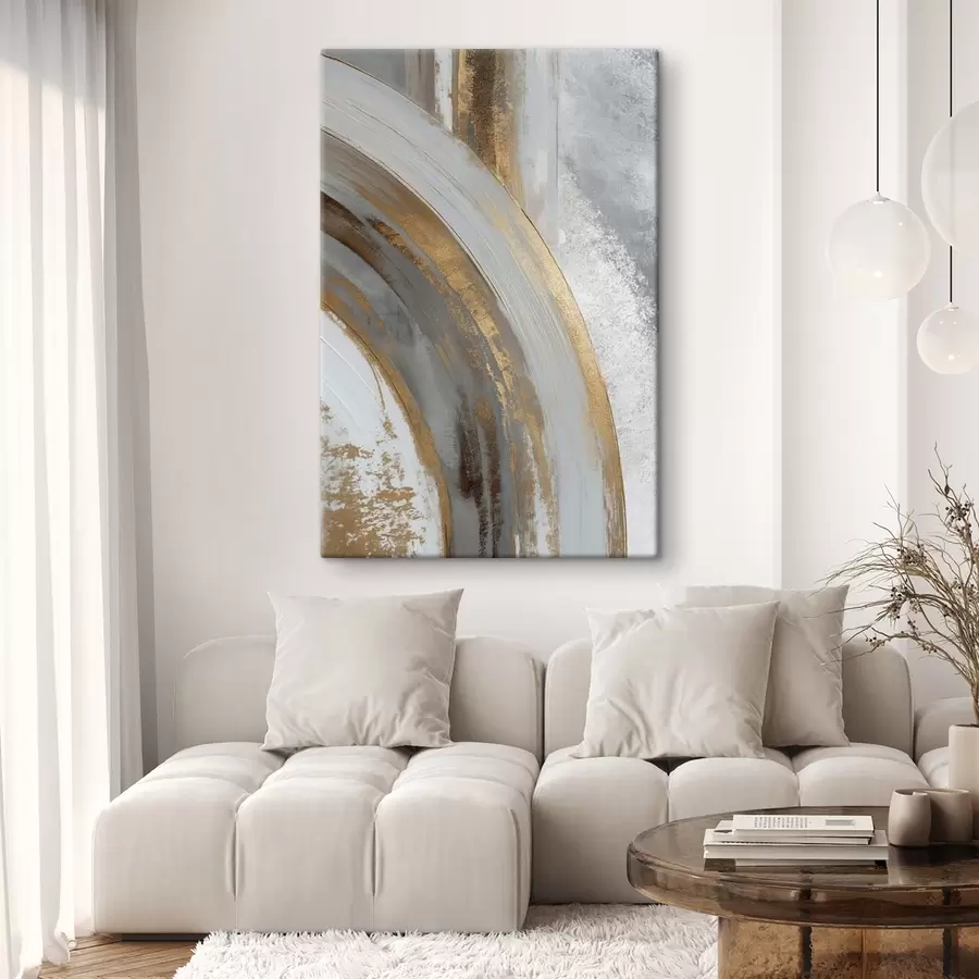 Tablouri Semicercuri abstracte gri și galbene s45809