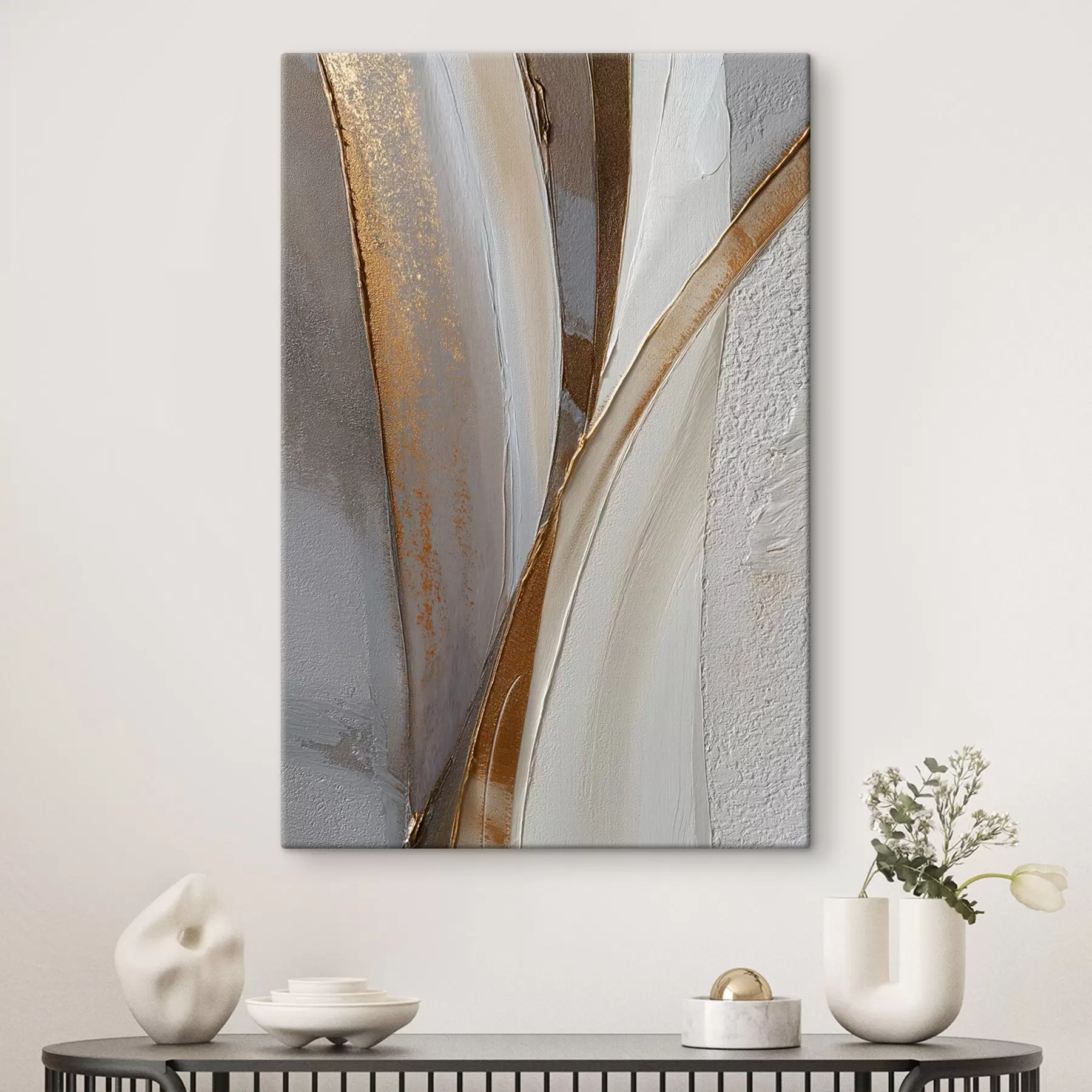 Tablouri Linii abstracte texturate cu sclipiri galbene și portocalii s45810