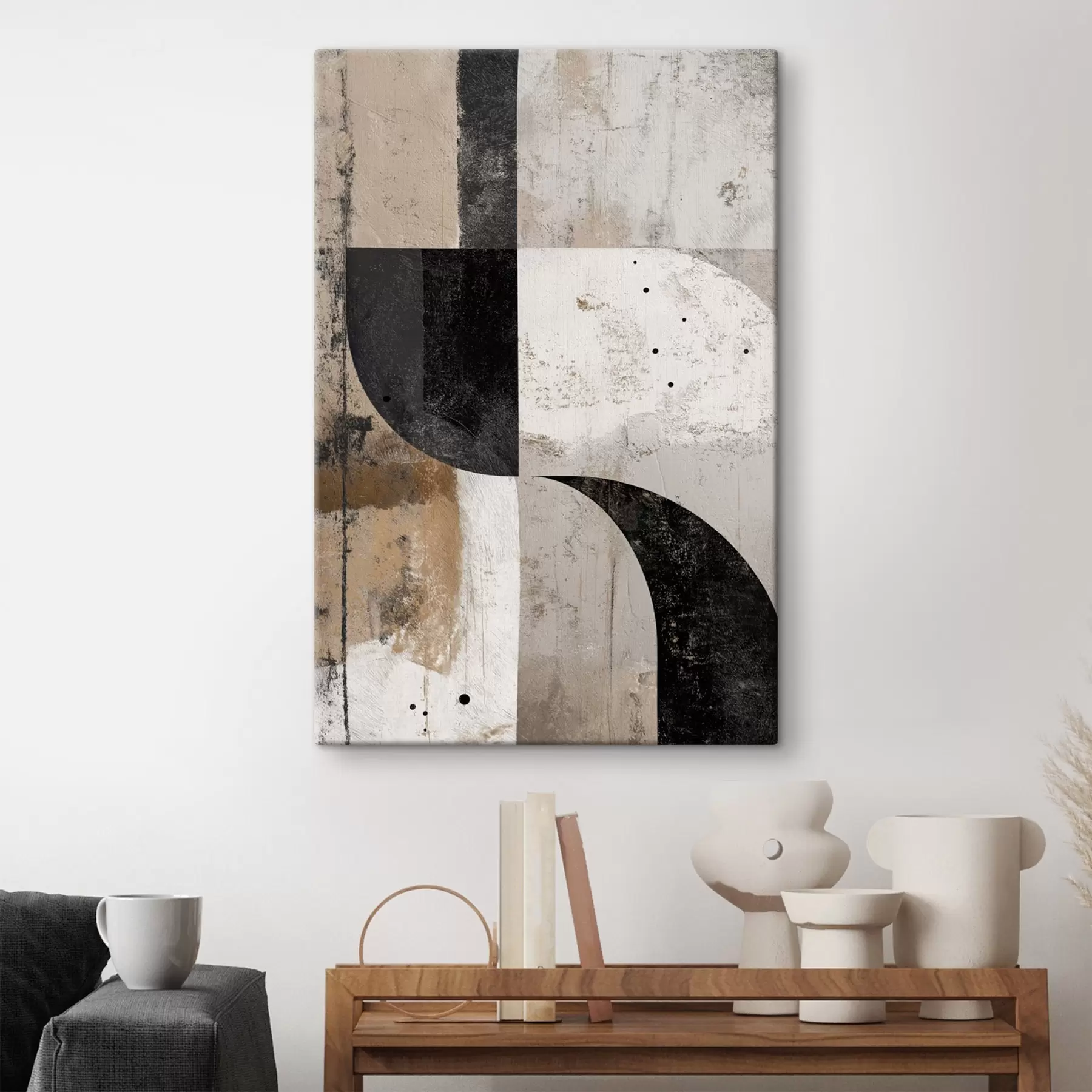 Tablouri Forme geometrice în tonuri de bej și negru s45811