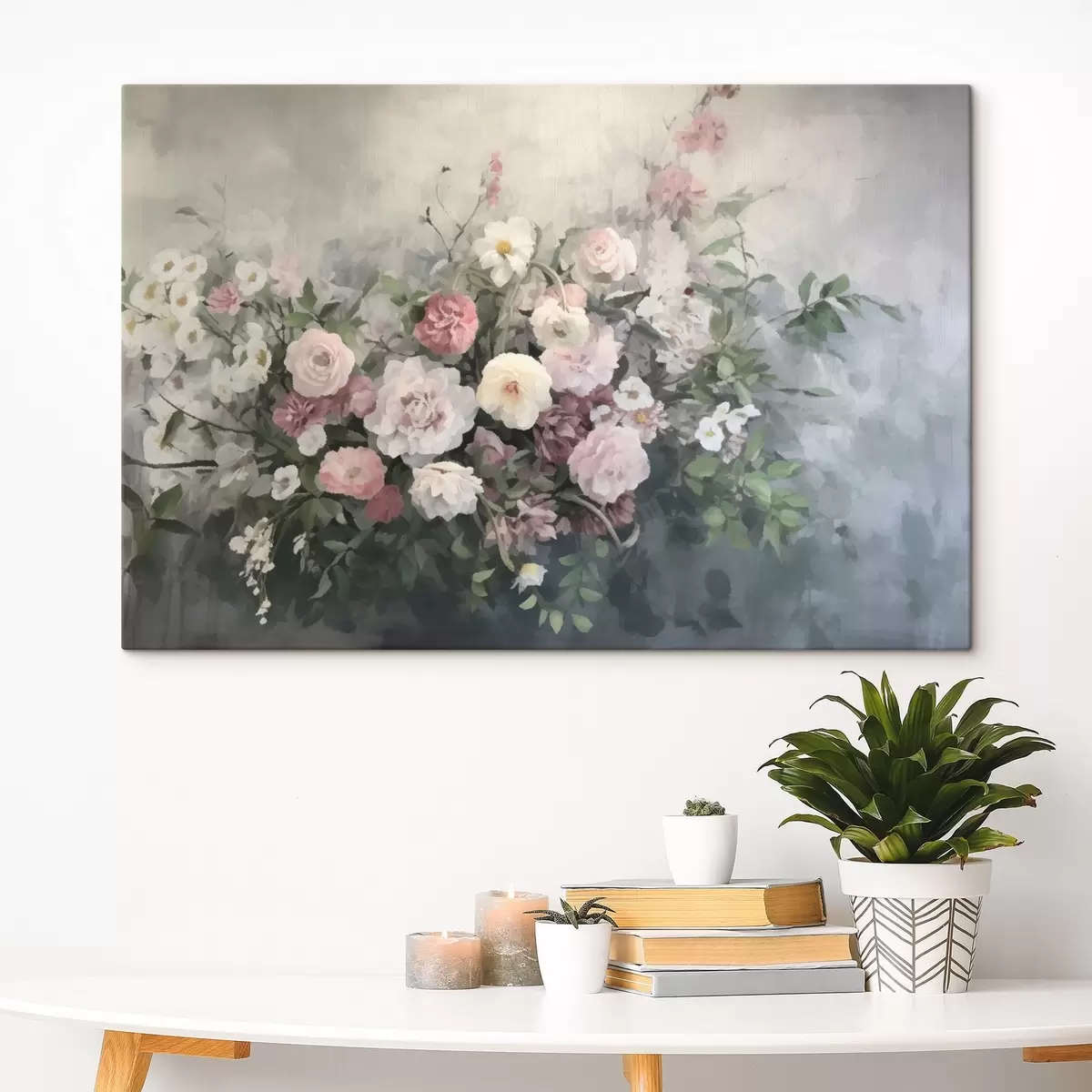 Tablouri Un buchet romantic de flori roz și albe s45817