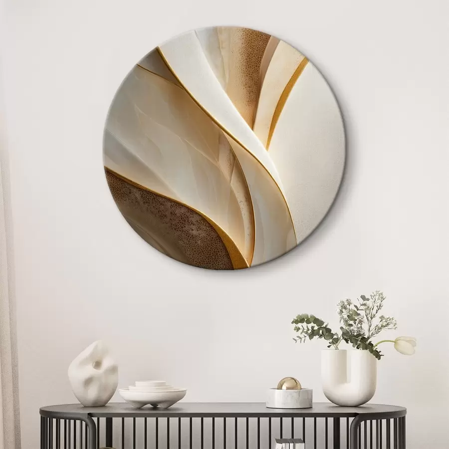 Tablouri Curbe abstracte cu accente galben-portocaliu și bej r45807