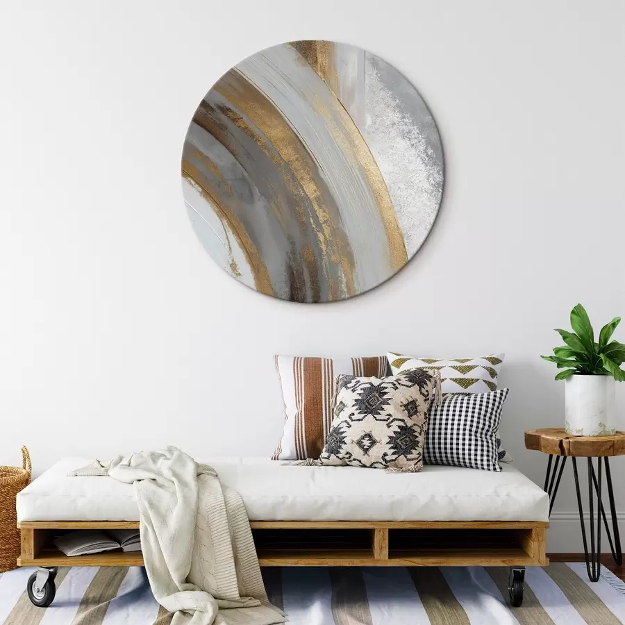 Tablouri Semicercuri abstracte gri și galbene r45809