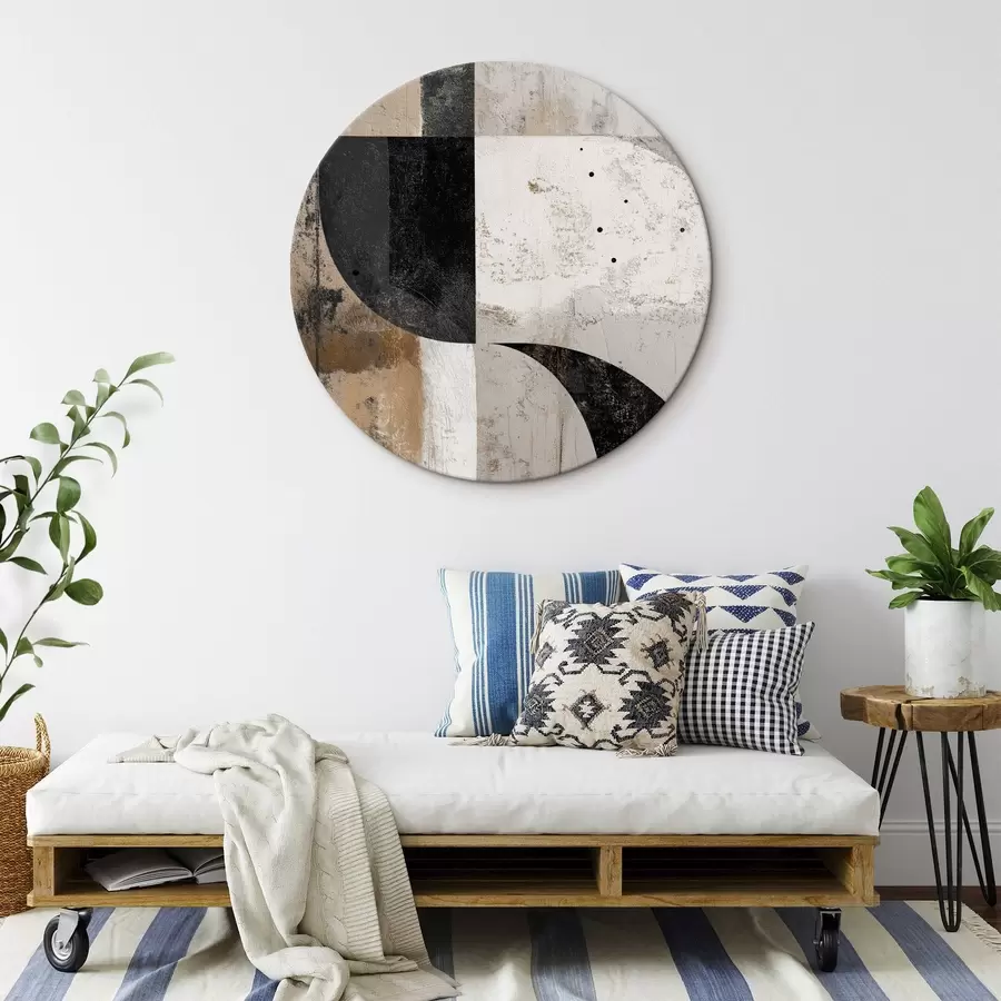 Tablouri Forme geometrice în tonuri de bej și negru r45811