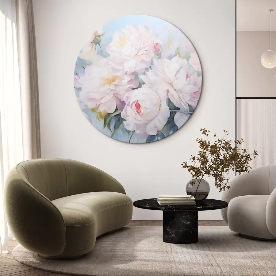 Tablouri Bujori roz delicați pe un fundal albastru ca cerul r45813