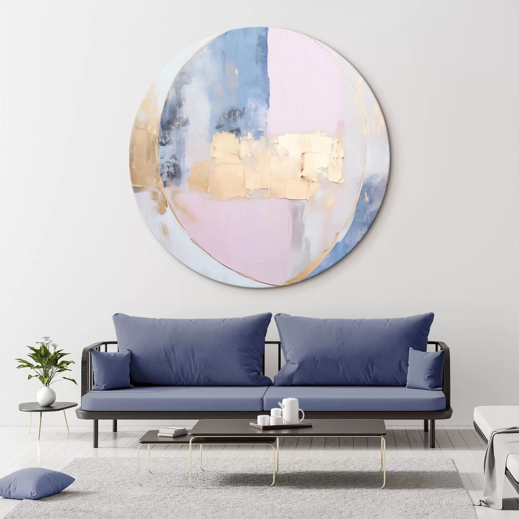 Tablouri Abstracție în cercuri albastre-roz r45821