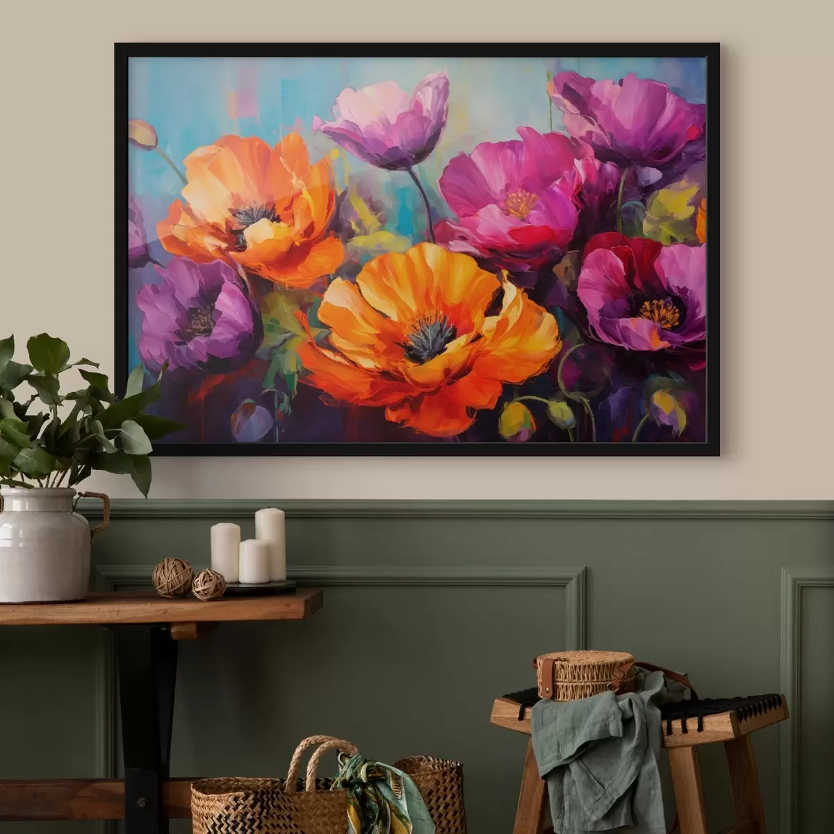 Poster Maci strălucitori în nuanțe de violet și portocaliu f45804