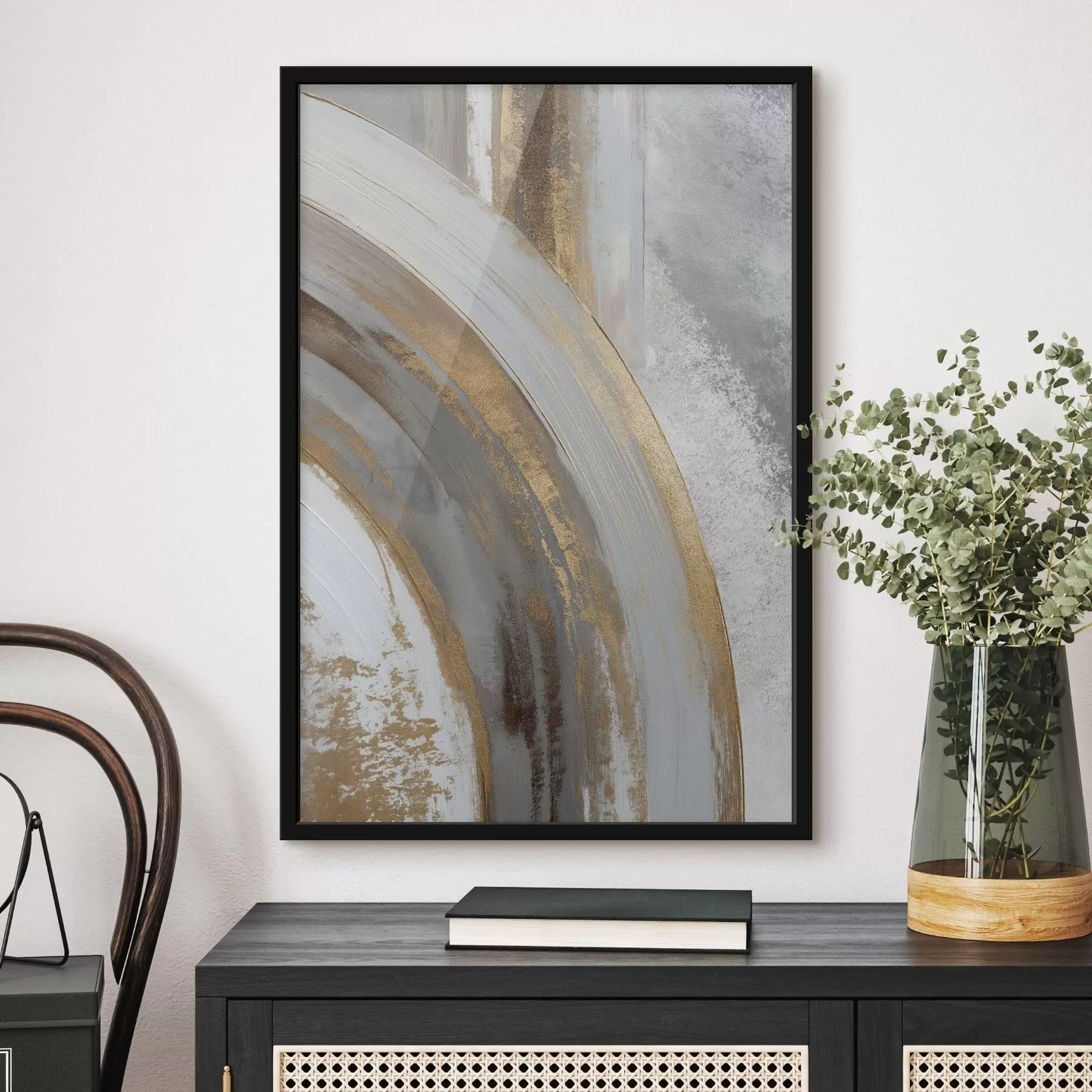 fototapet Semicercuri abstracte gri și galbene f45809