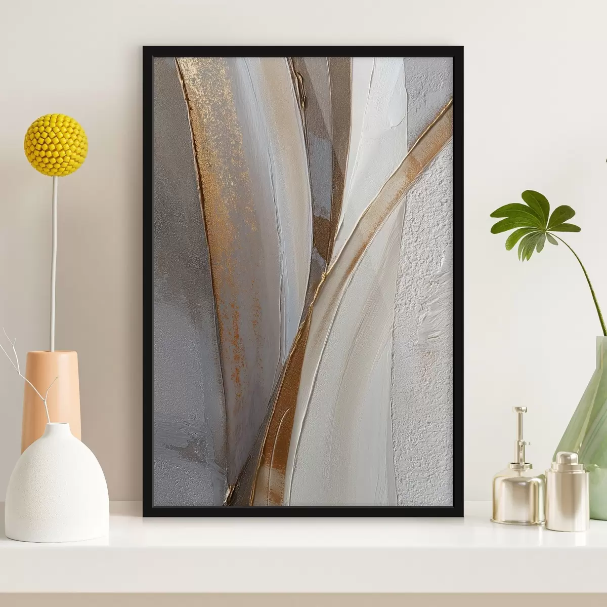 Poster Linii abstracte texturate cu sclipiri galbene și portocalii f45810